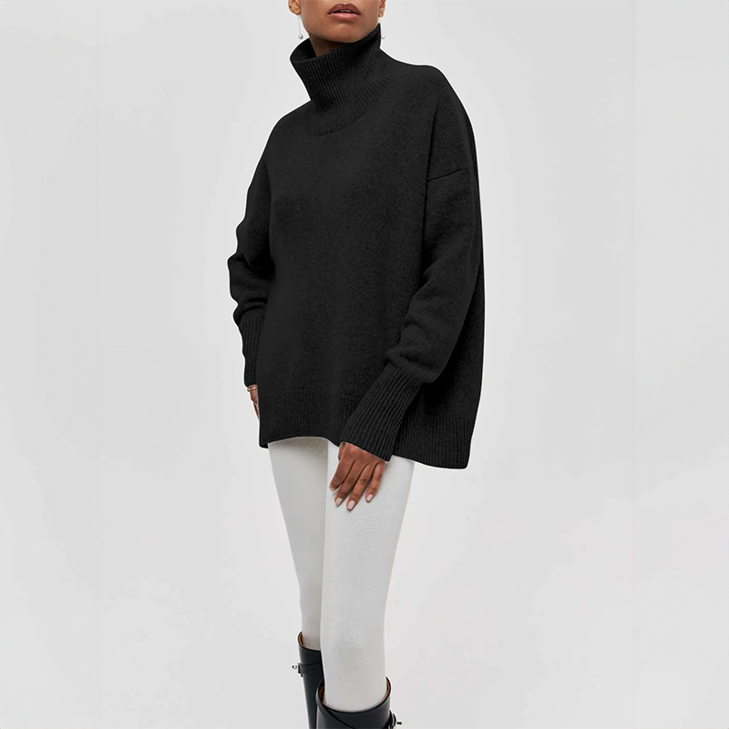 Stylish women's winter turtleneck sweater, a comfortable and elegant long sleeve top.