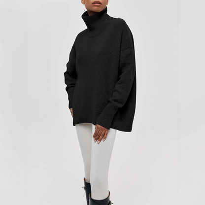 Stylish women's winter turtleneck sweater, a comfortable and elegant long sleeve top.