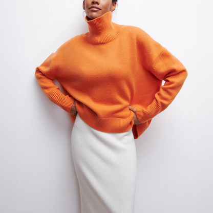 Chic women's turtleneck sweater, a warm and elegant winter essential.