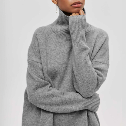 Elegant women's knit turtleneck sweater, a warm and stylish winter fashion piece.