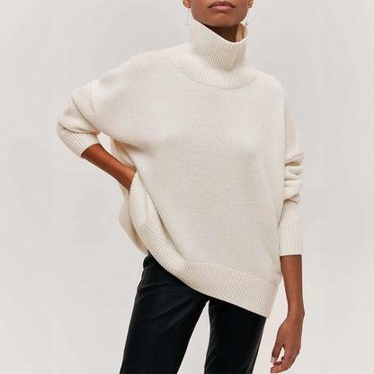 Fashionable women's turtleneck pullover, cozy and essential for cold winter days.
