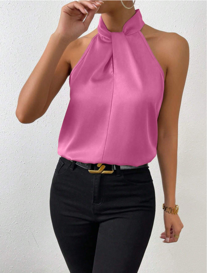 Comfortable women's twist knot top, an elegant shirt for casual and semi-formal occasions.