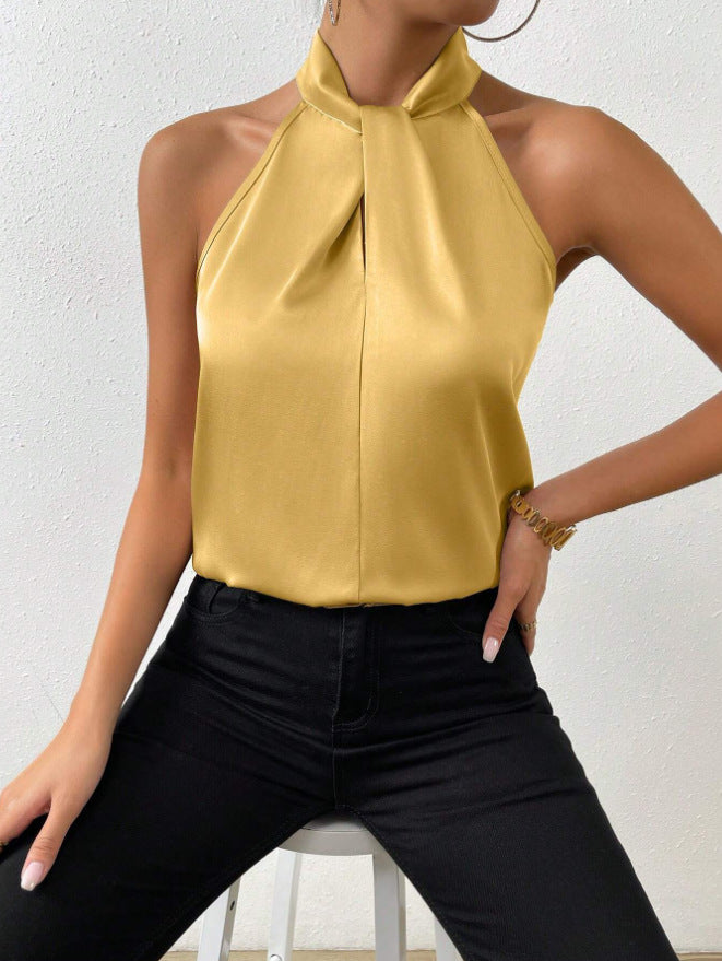 Modern women's fashion top, an elegant twist knot shirt for a chic and flattering look.