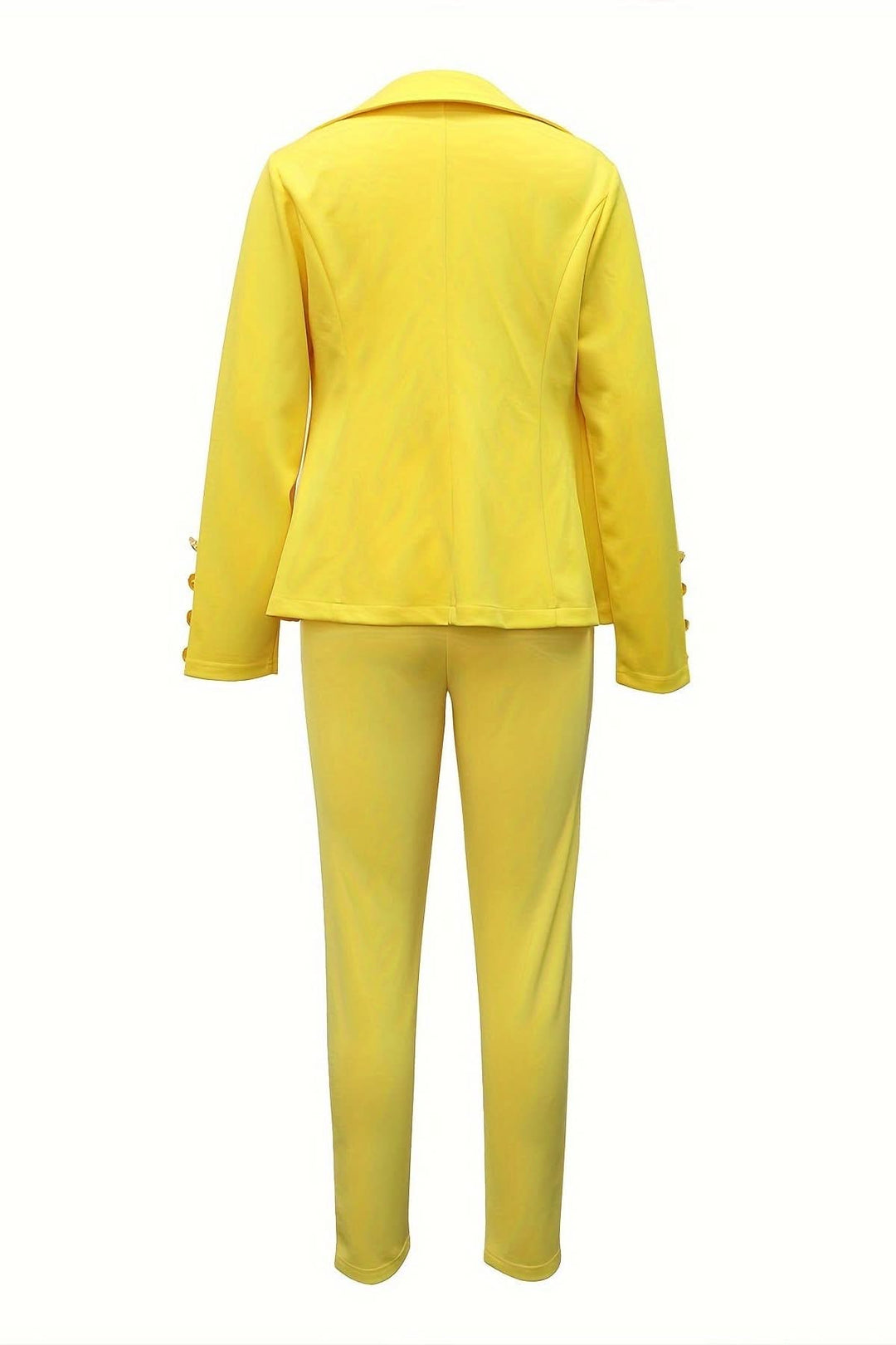 Modern women's two-piece suit, combining a stylish blazer and comfortable pants.