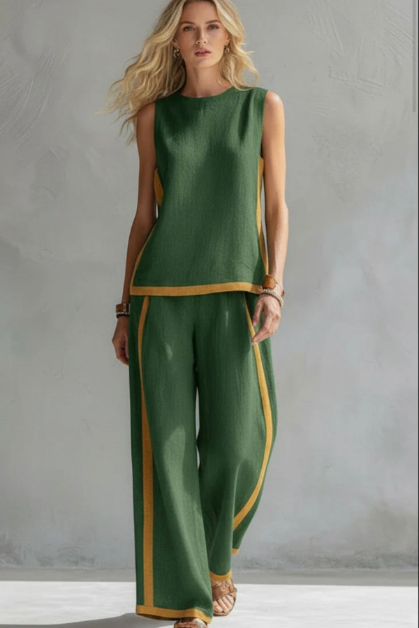 Casual chic women's two-piece set for summer, an elegant matching outfit with versatile style.
