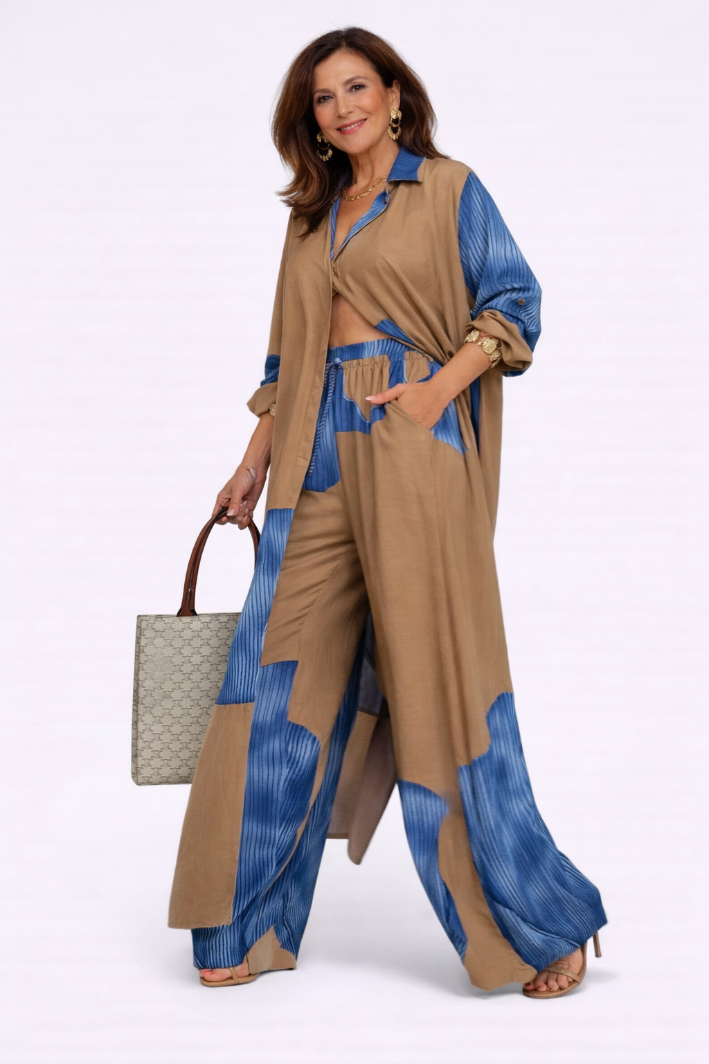 Versatile women's elegant two-piece flowy dress set, a sophisticated and comfortable style.