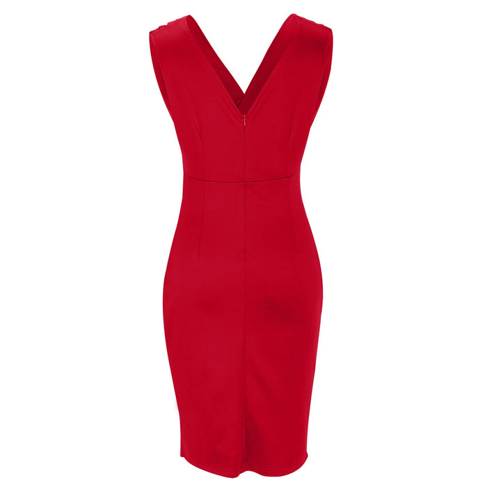 Classy V-neck bodycon midi dress, women's special occasion wear, ideal for formal parties.