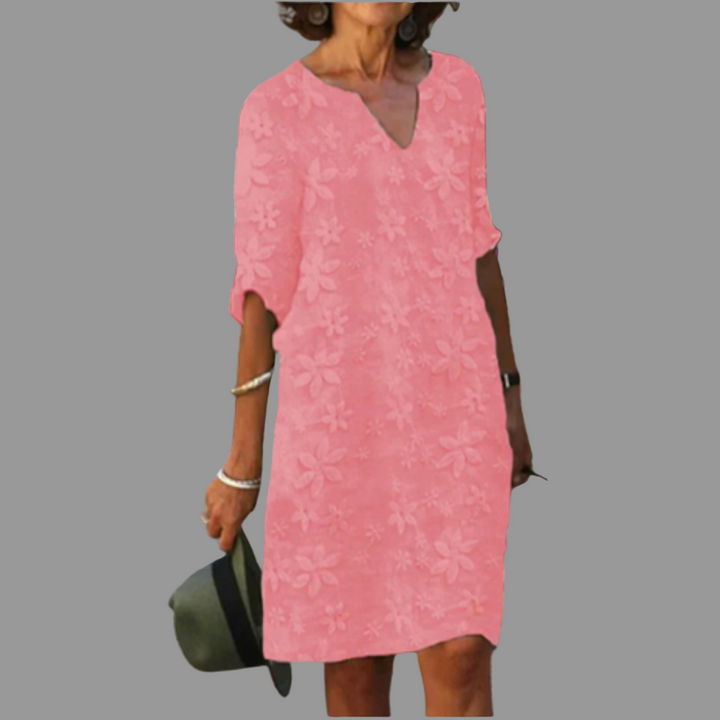 Versatile women's V-neck floral midi dress, ideal for summer parties, spring fashion, or everyday elegant wear.