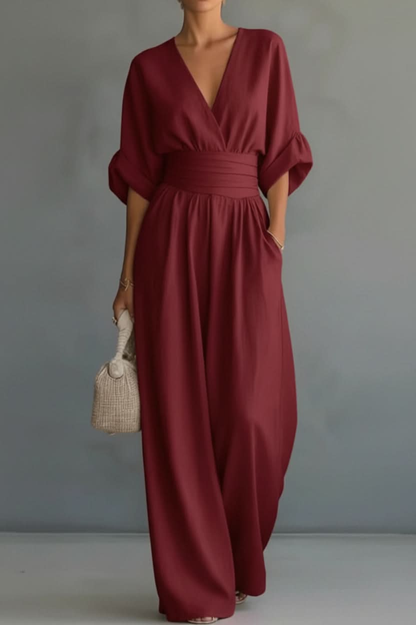 Women's retro chic vintage jumpsuit, perfect for spring & summer. Comfortable and elegant one-piece outfit.