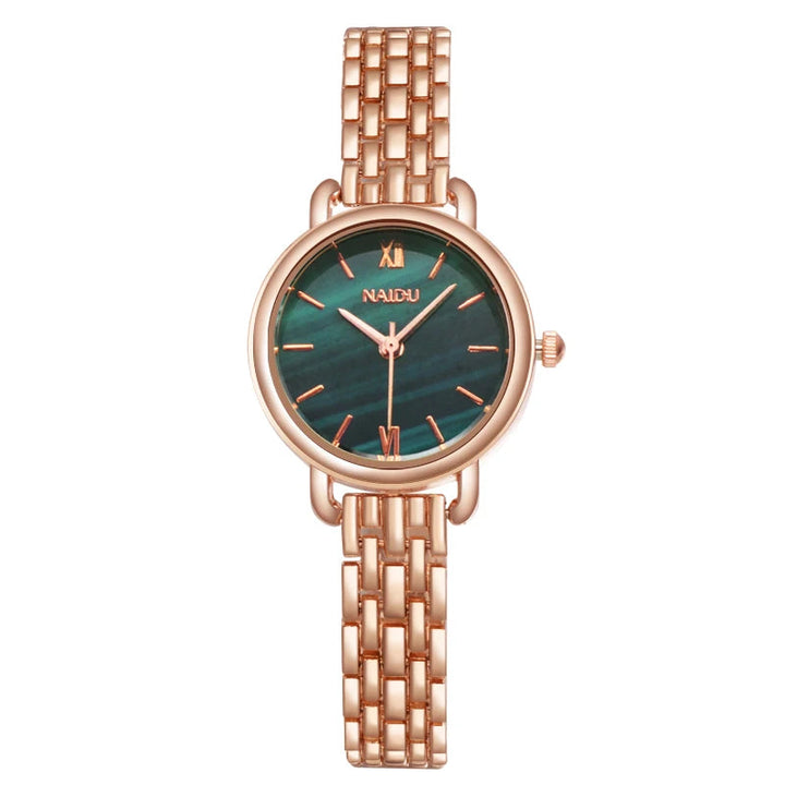Timeless women's elegant watch, marble dial, stainless steel, perfect fashion accessory.