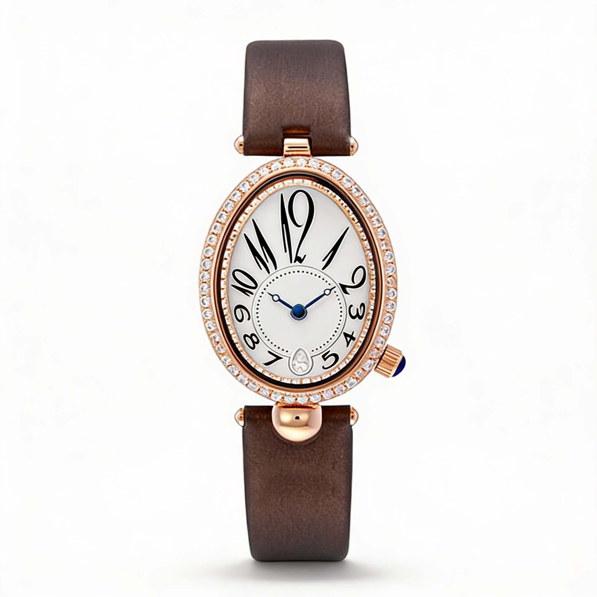 Stylish women's oval dial watch with a genuine leather strap, perfect for fashion-forward women.