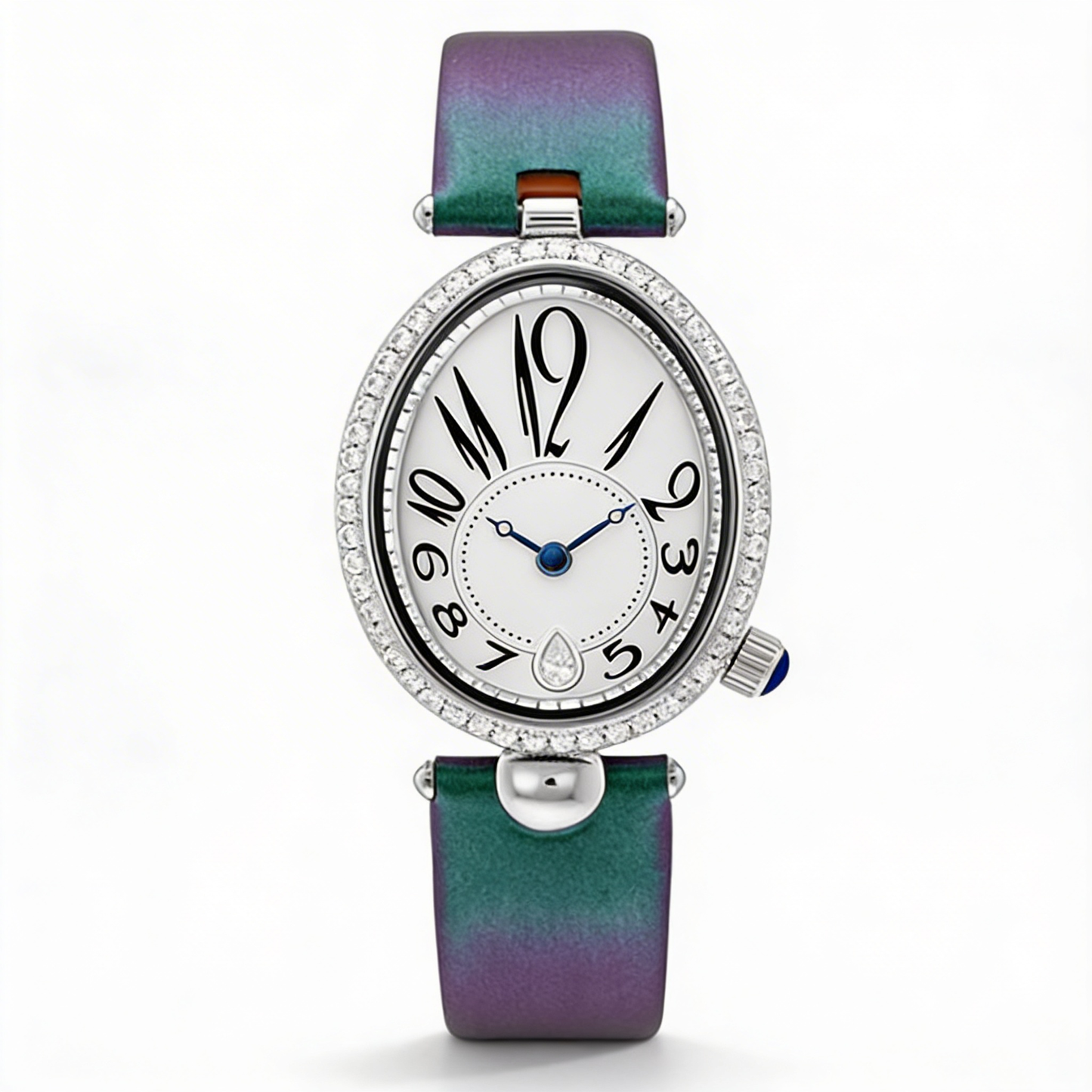 Luxury-look women's elegant oval dial watch with a comfortable leather strap, ideal gift for her.