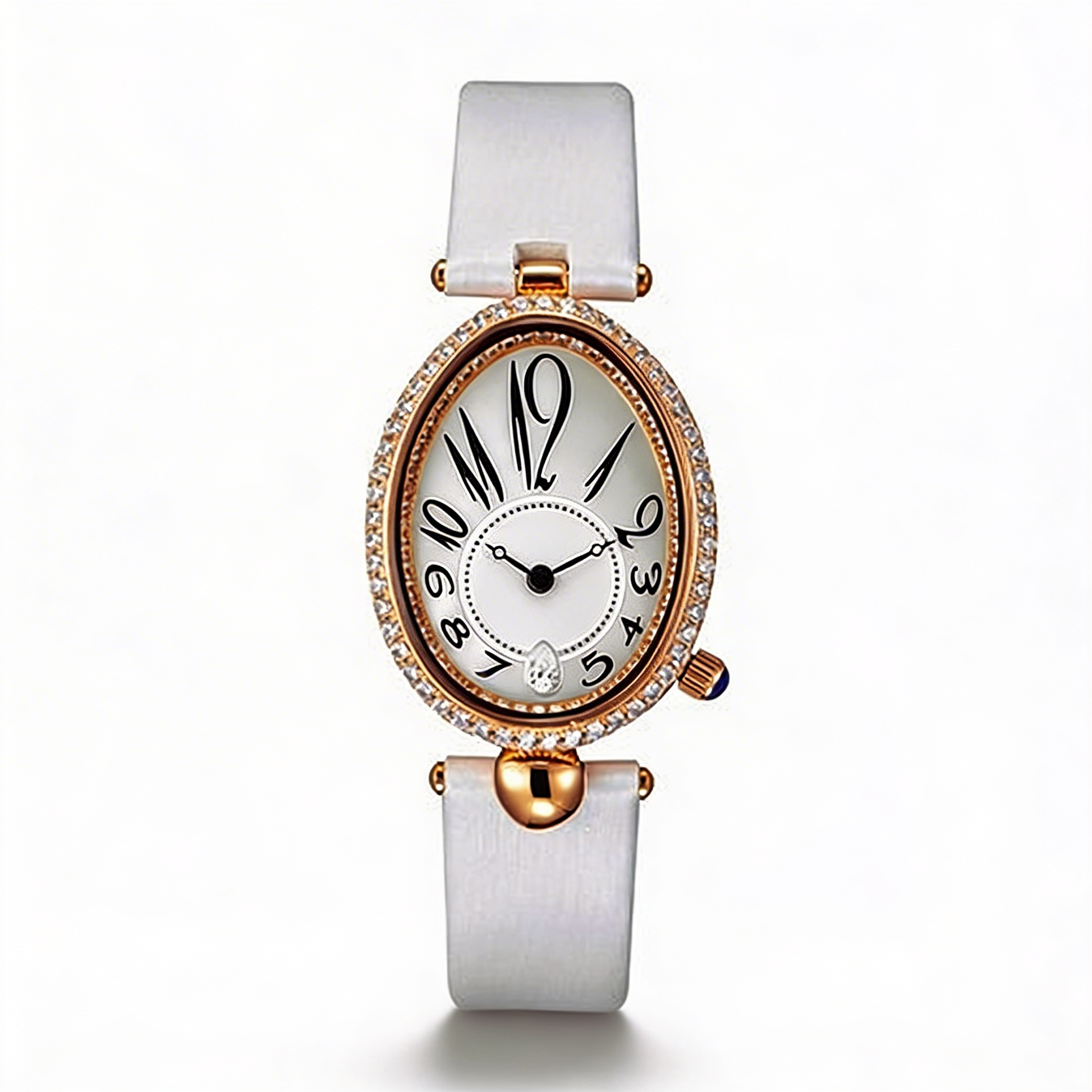 Water-resistant women's elegant quartz watch featuring an oval dial and a chic leather strap.