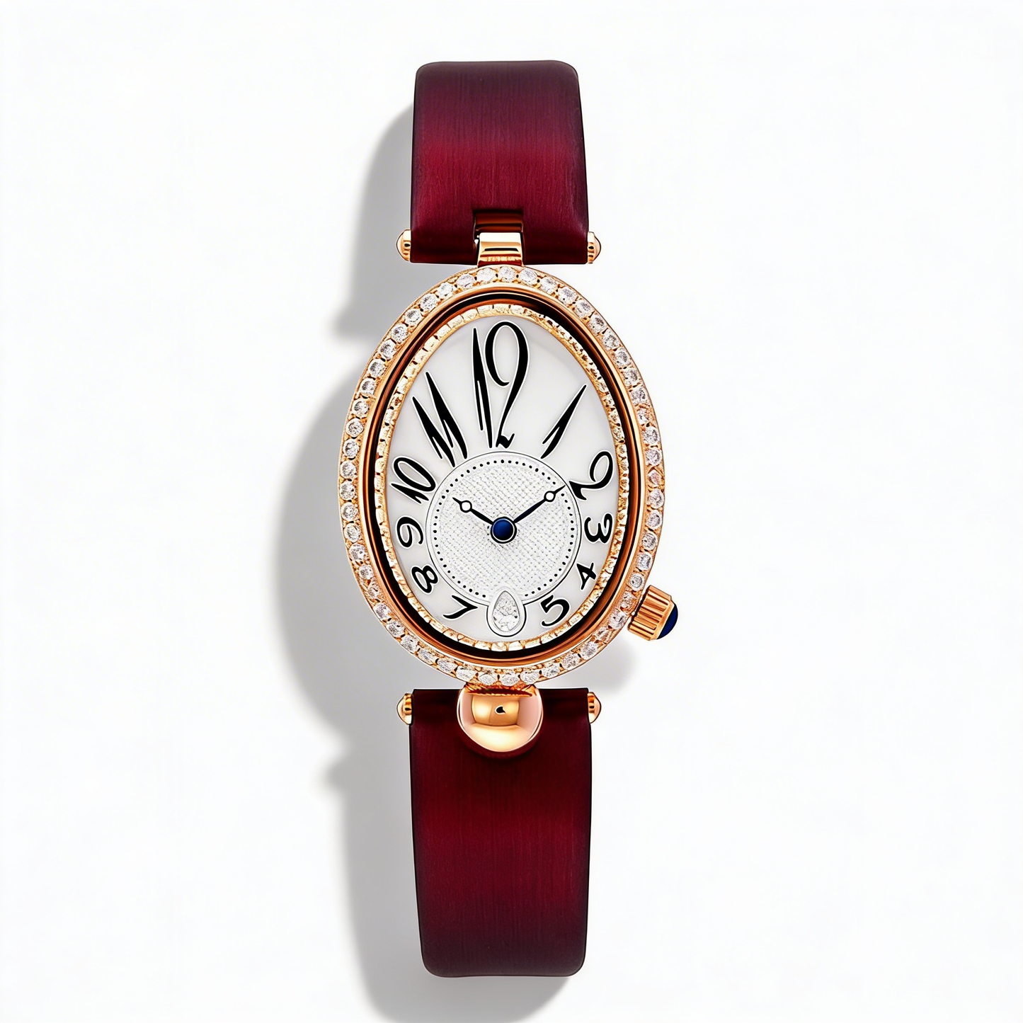 Classic women's oval dial watch, sleek design with a durable leather strap, quartz movement.