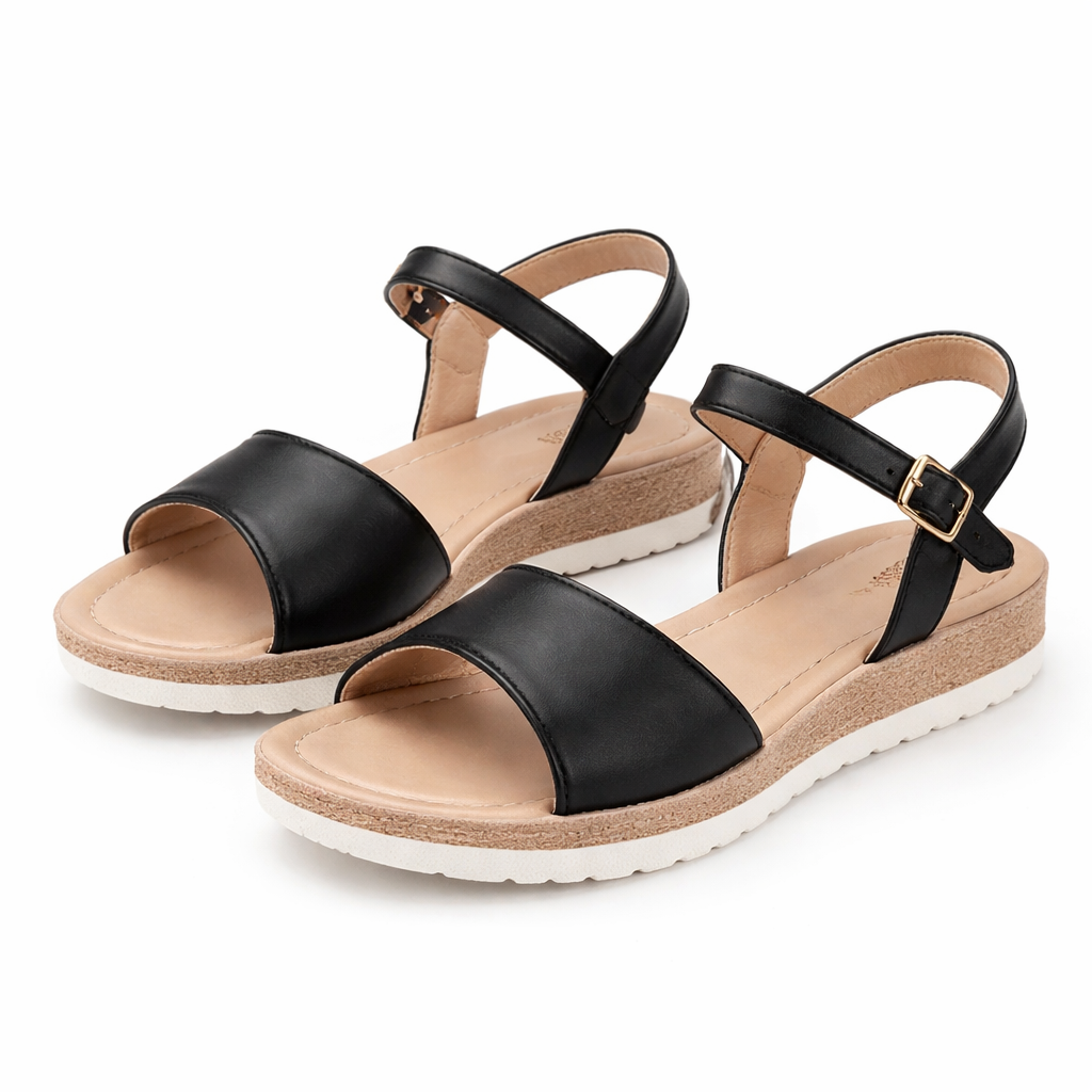 Chic women's platform wedge sandals with a secure ankle strap, ideal for vacation or elegant summer outfits.