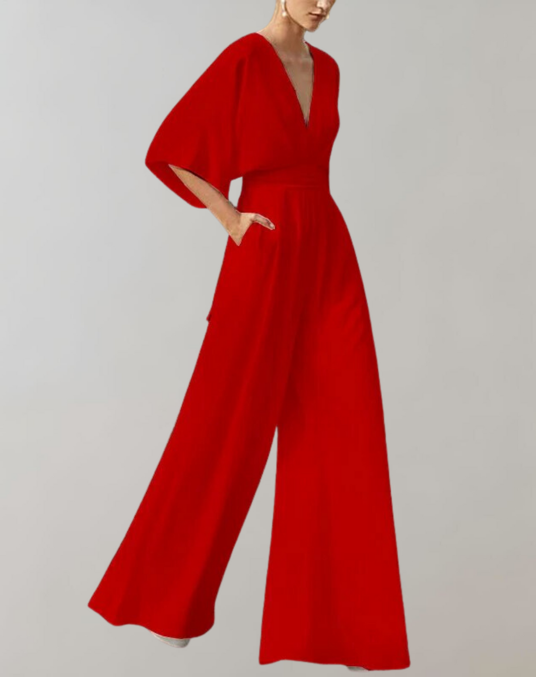 Sophisticated women's wide leg party jumpsuit. Elegant design for evening fashion.