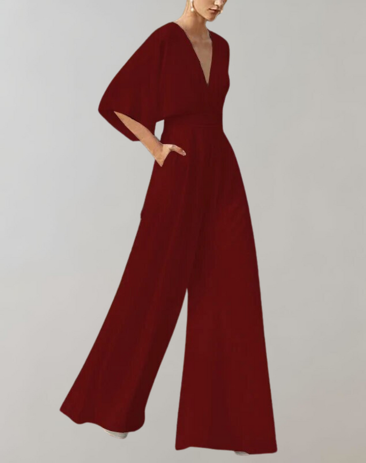 Women's formal wear: elegant wide leg jumpsuit, comfortable for parties & events.
