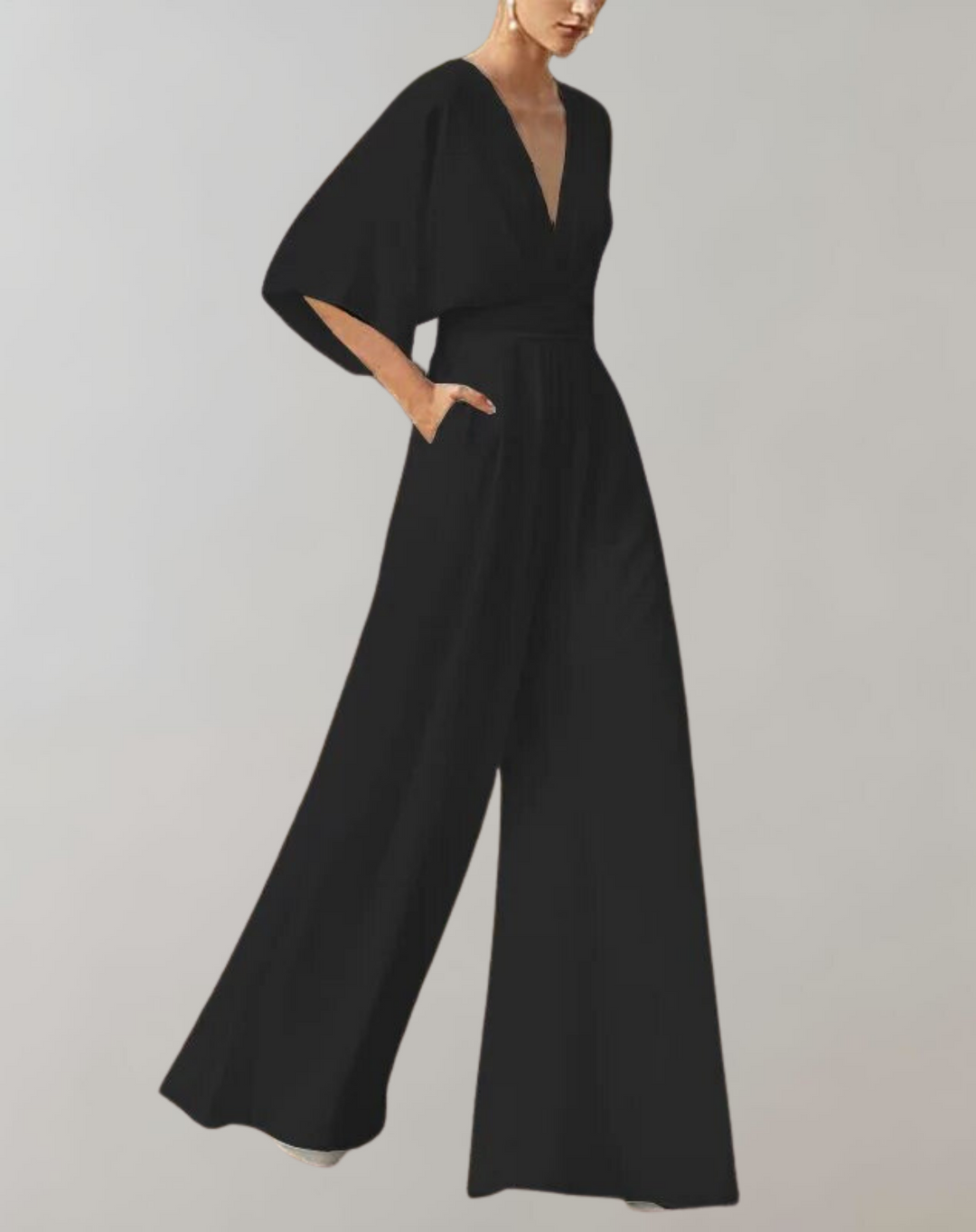 Comfortable & elegant wide leg jumpsuit for women. Perfect evening or wedding guest attire.