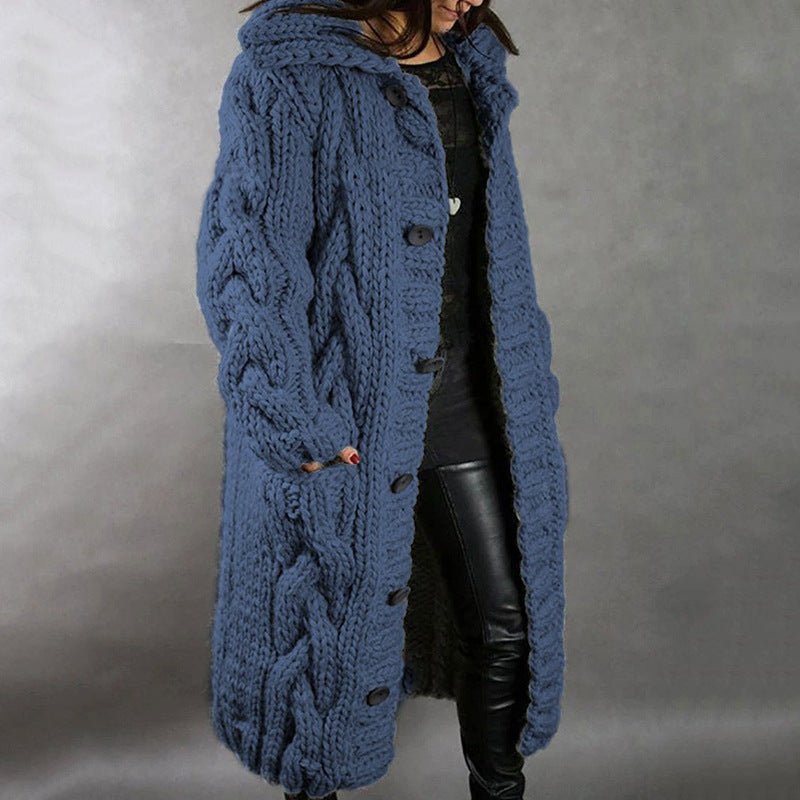 Elegant women's winter coat, cozy and warm, perfect for stylish everyday elegance. Long fashionable outerwear.