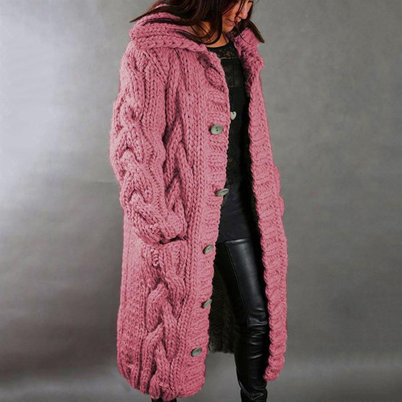 Stylish women's long winter coat, warm and versatile, ideal for elegant casual chic winter fashion.