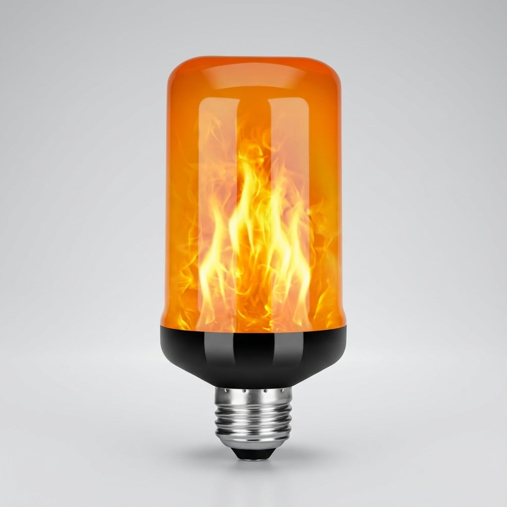 Cozy Emberelle multi-mode LED bulb with a flickering flame effect, ideal for enhancing home decor & mood.