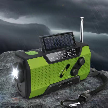 Emergency solar hand crank weather radio with 4000mAh power bank, red, for outdoor essentials