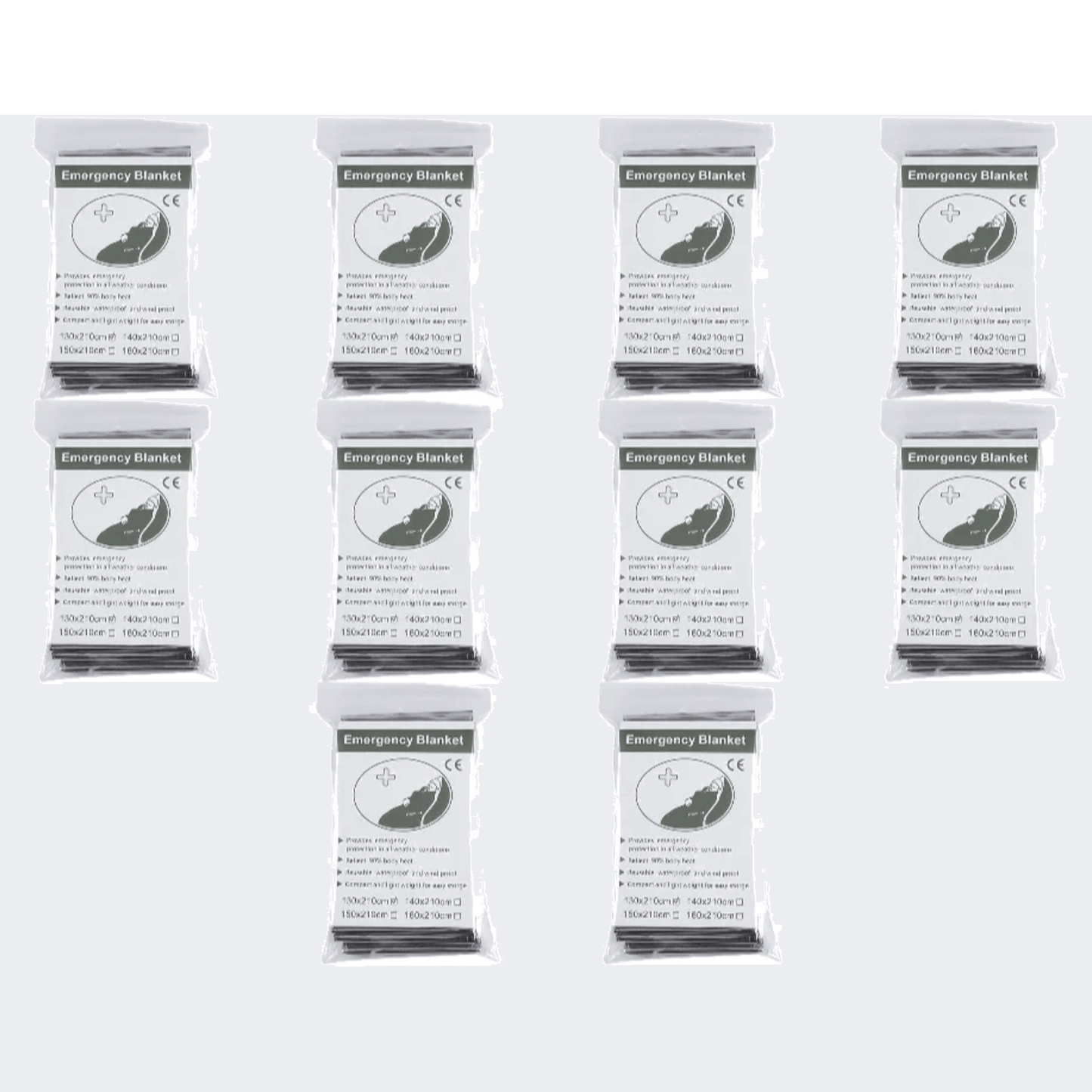 Emergency survival mylar thermal blankets, 10 pack for outdoor and disaster preparedness