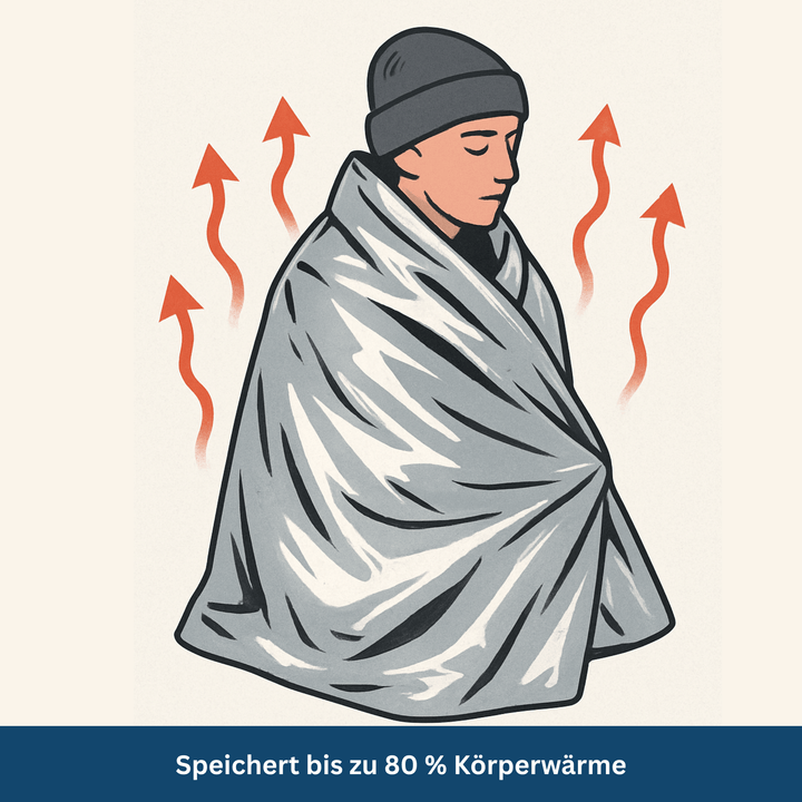 Folded silver mylar thermal blankets, essential survival gear for camping and hiking