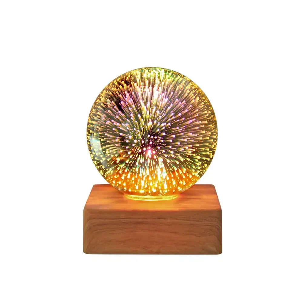 Beautiful crystal ball lamp with a stunning 3D firework display, an enchanting night light and perfect home decor gift.