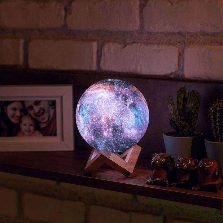Modern moon lamp, a unique 3D night light with 16 color options, perfect for bedroom ambiance & gifts.