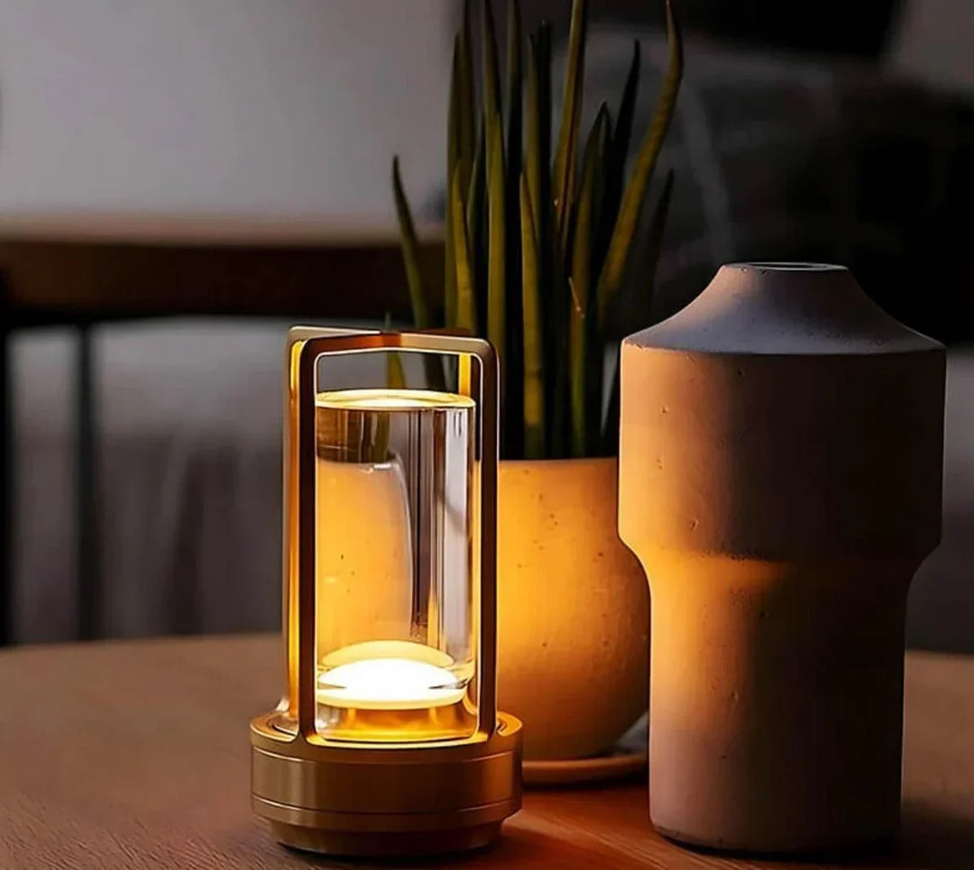 Enchanting AuroraGlow crystal table lamp, waterproof & portable for stunning indoor/outdoor ambiance & decor.