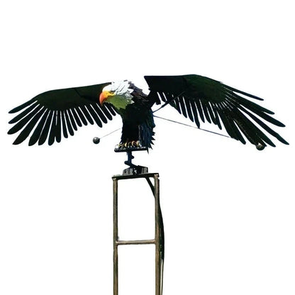 Weather-resistant bird wind spinner, durable metal outdoor garden decor, kinetic art for any yard.