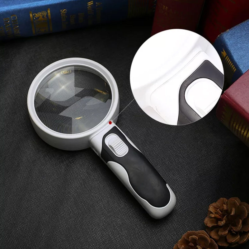 Enhanced 20X LED magnifying glass for reading, hobbies, and low vision aid. Reduces eye strain.
