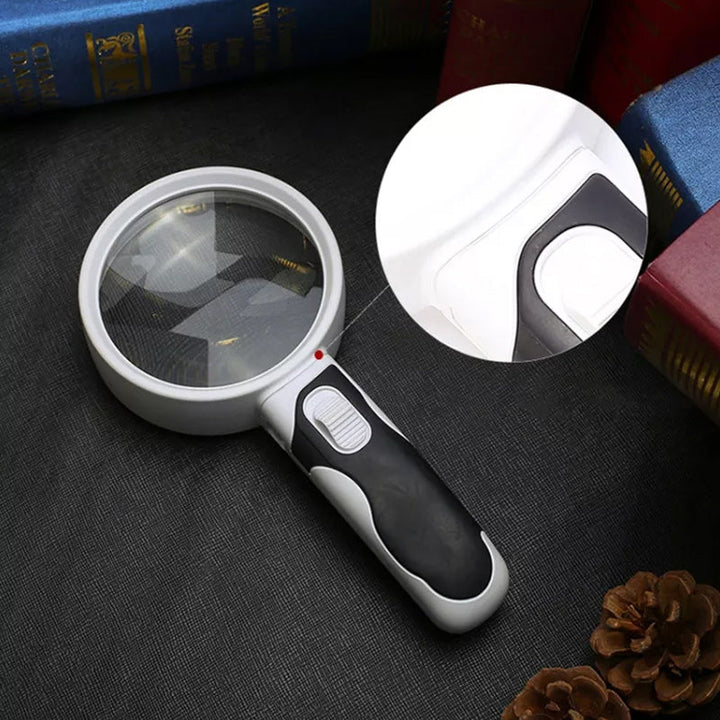 Enhanced 20X LED magnifying glass for reading, hobbies, and low vision aid. Reduces eye strain.
