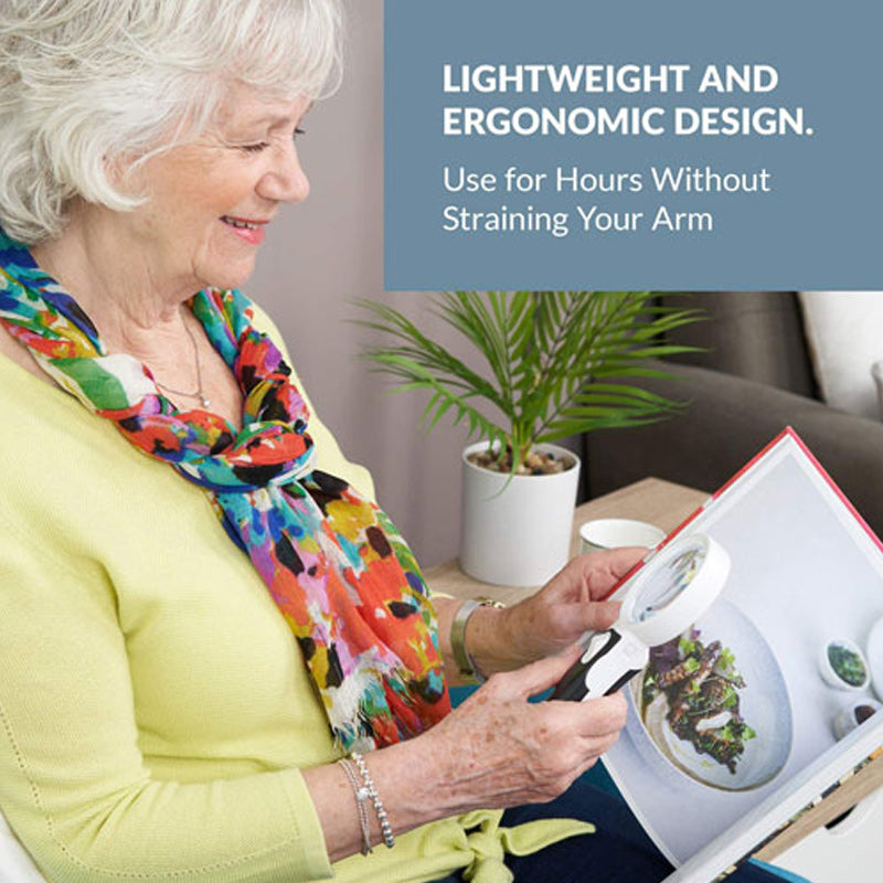 Portable LED magnifier with 20X power for clear reading, crafting, and detailed hobby work.