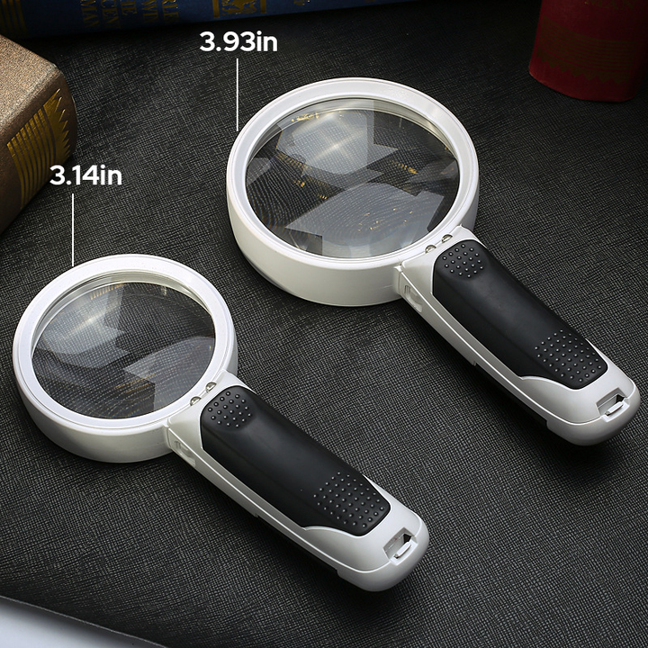 Bright 20X LED magnifying glass, a versatile tool for reading, crafting, and low vision support.