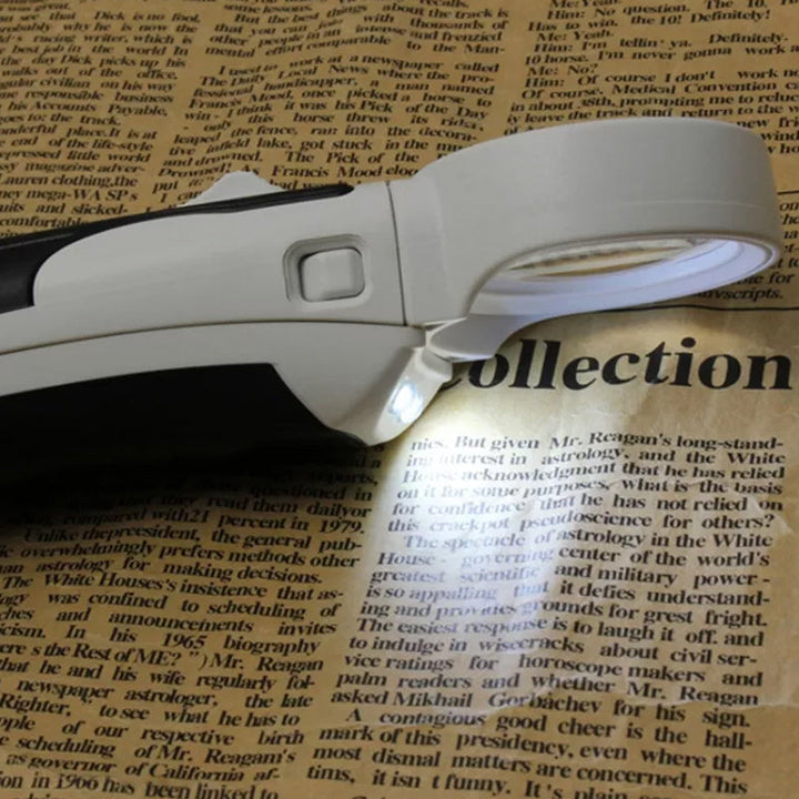 Enhanced 20X LED magnifying glass for precise reading, detailed hobbies, and senior use.