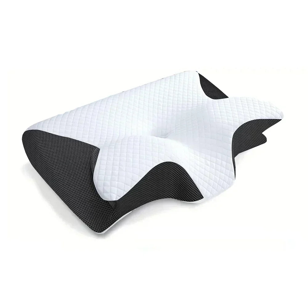 Ergonomic 2-in-1 memory foam cervical pillow for neck support, pain relief, ideal for back & side sleepers.