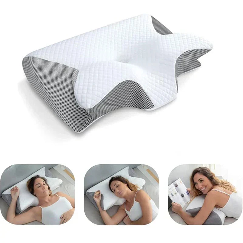 Versatile 2-in-1 memory foam cervical pillow for back & side sleepers, ensuring optimal neck support.