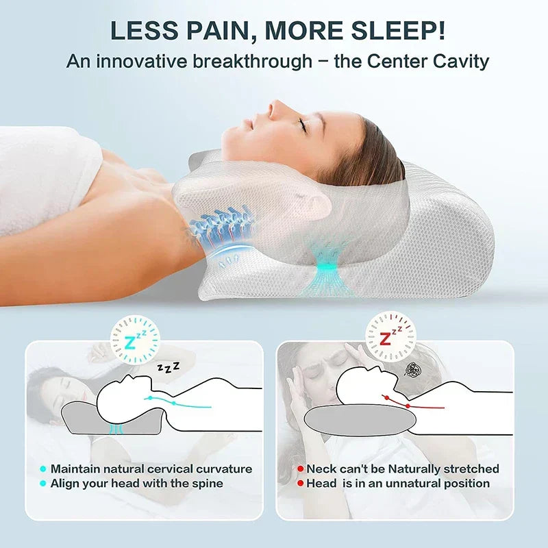 Premium memory foam cervical pillow, a perfect sleep aid for neck support & enhanced home comfort.