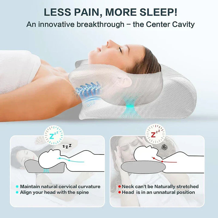 Premium memory foam cervical pillow, a perfect sleep aid for neck support & enhanced home comfort.