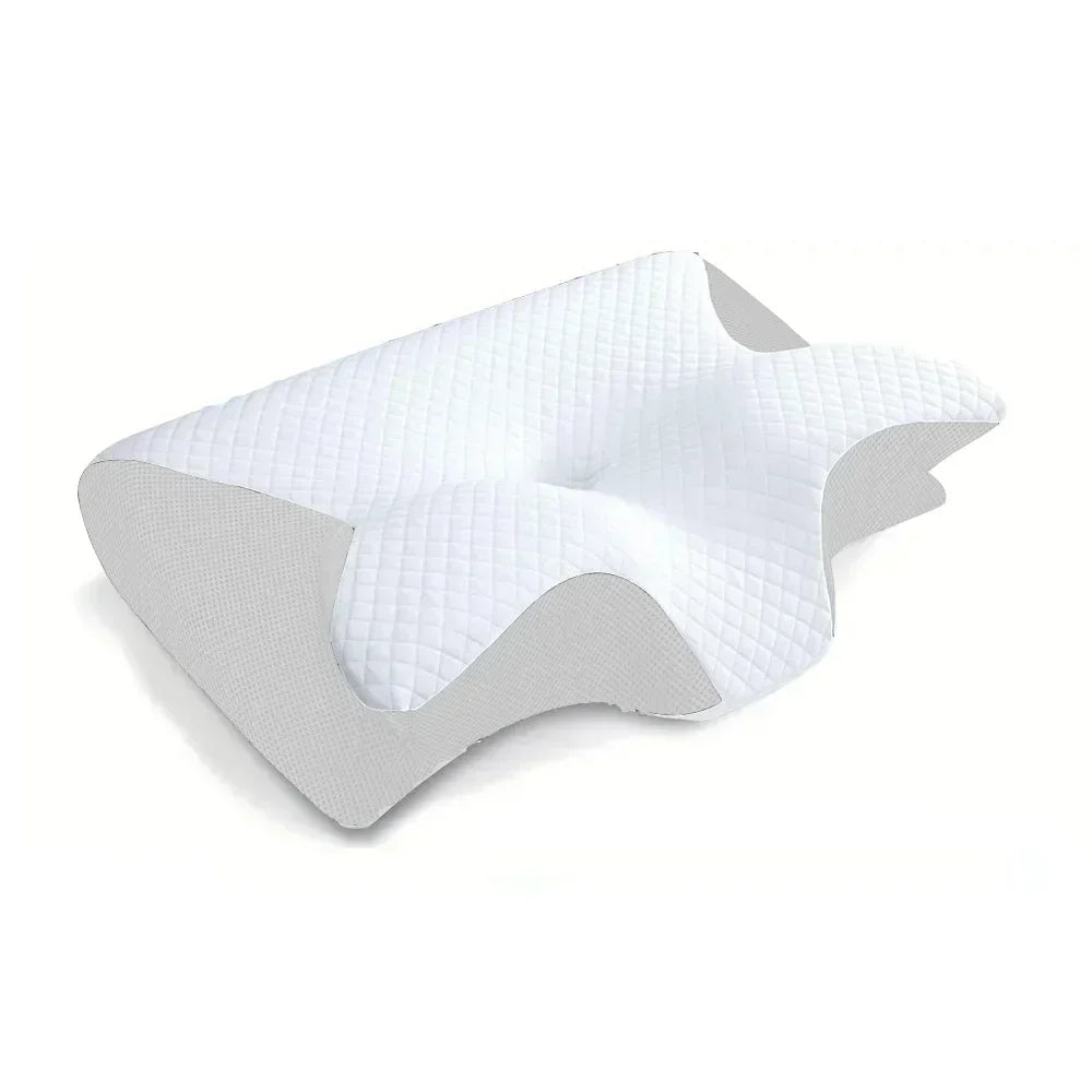 Ergonomic contoured memory foam cervical pillow for optimal neck alignment and supportive sleep.
