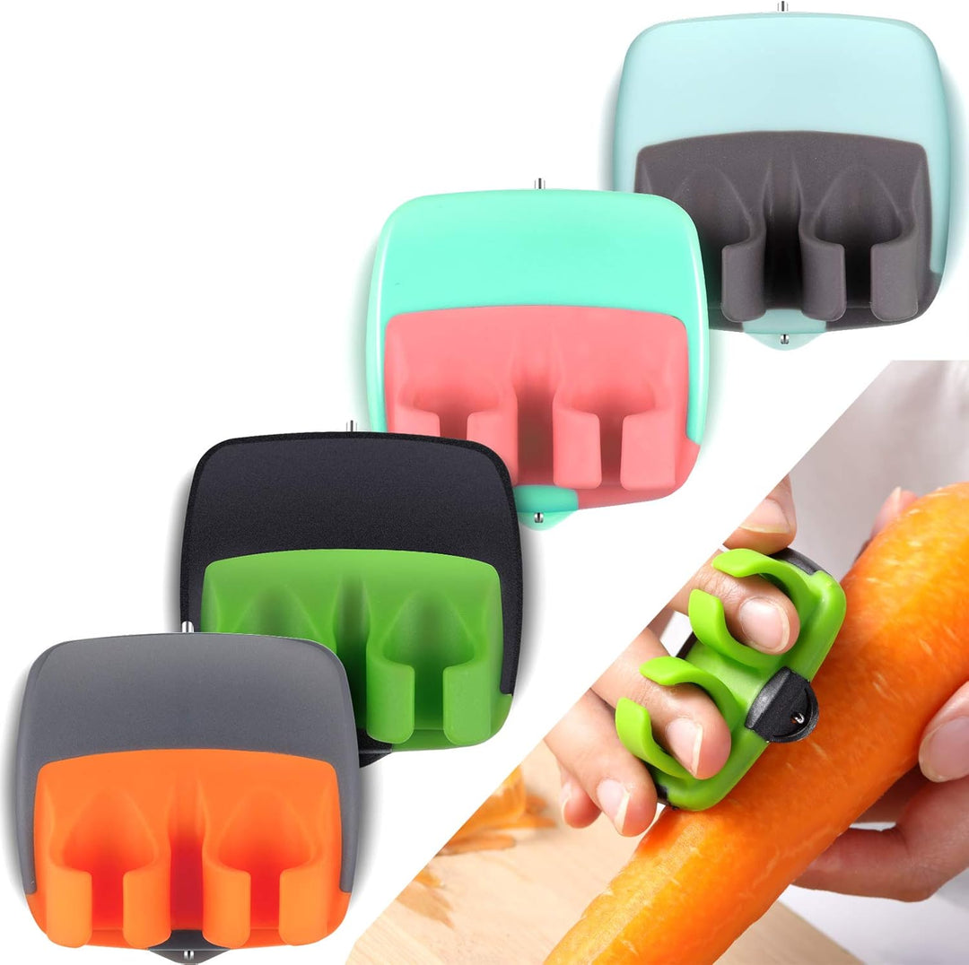 Ergonomic 4-piece vegetable peeler set for efficient kitchen food prep. Includes straight, Y, and julienne peelers.