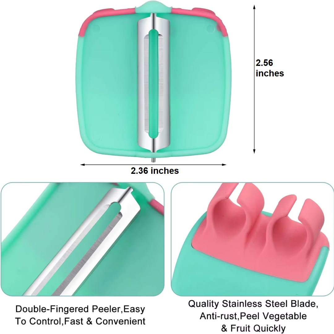 Complete 4-piece fruit and vegetable peeler set, ergonomic design for comfortable and quick food preparation.