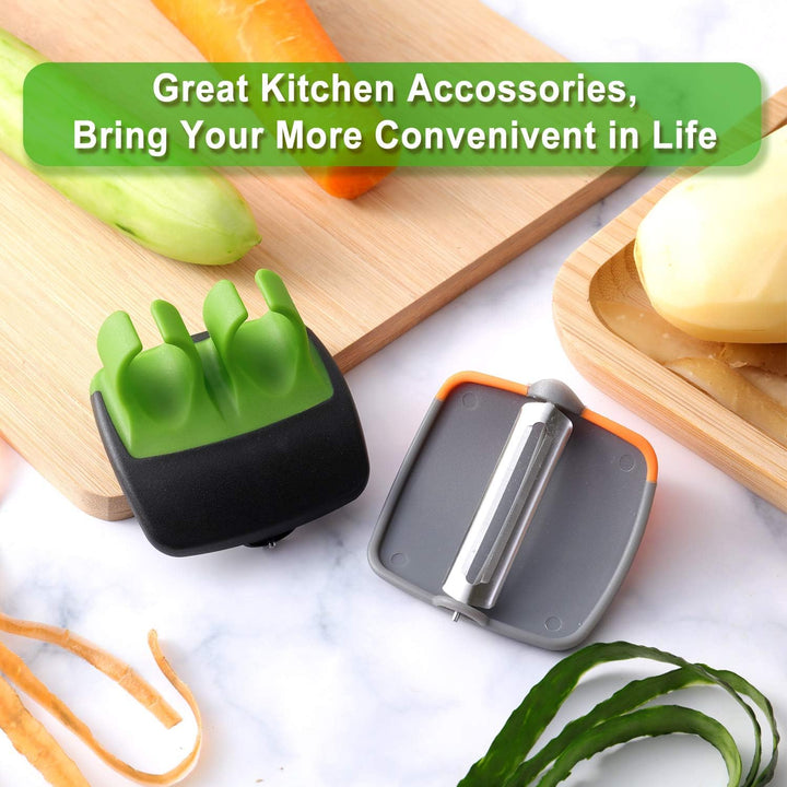 Durable 4-piece ergonomic peeling set, perfect kitchen tool for various food prep tasks from vegetables to fruits.