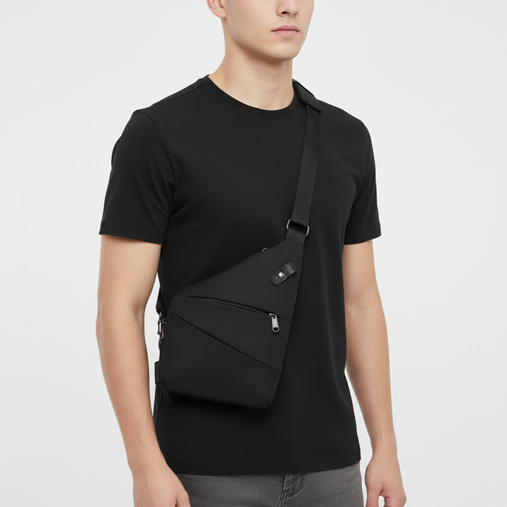 Secure travel shoulder bag, ergonomic design for comfort, anti-theft compartments.