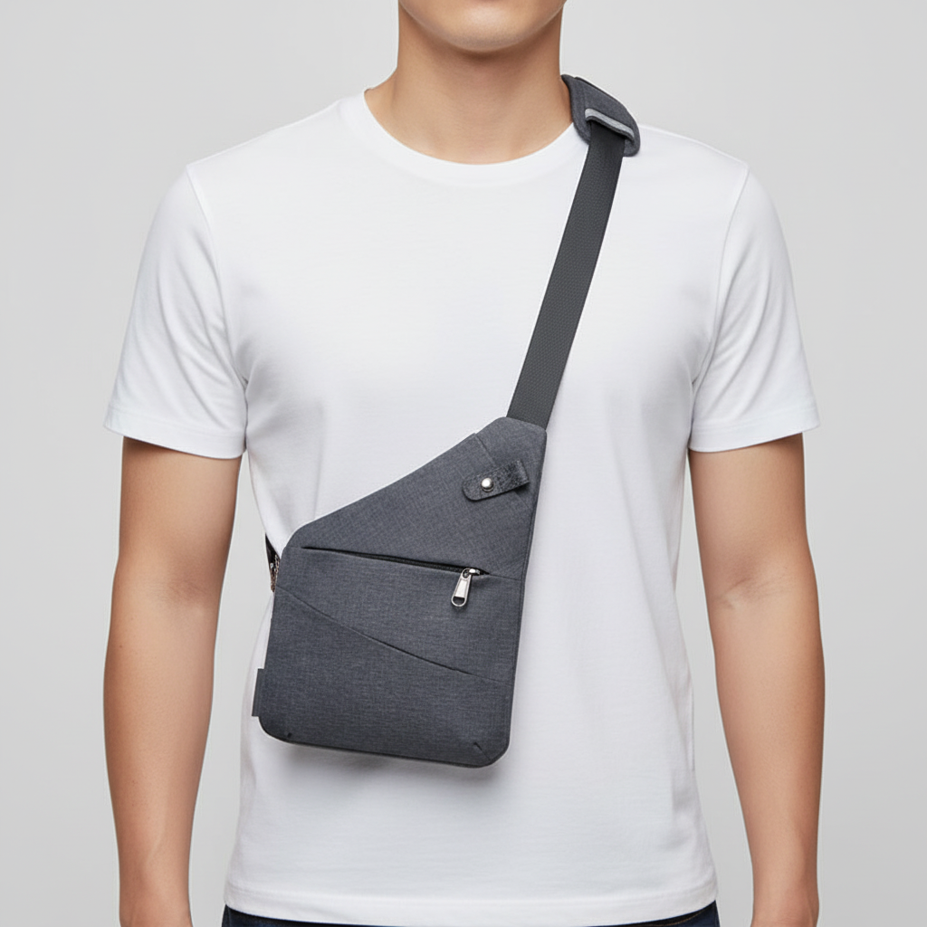 Secure crossbody travel bag, ergonomic design ensures comfort, anti-theft pockets.
