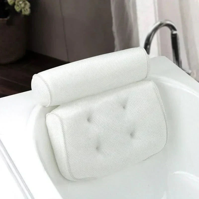 Luxurious bath cushion for ultimate relaxation, offering soft head & neck support. A hygienic spa comfort accessory.