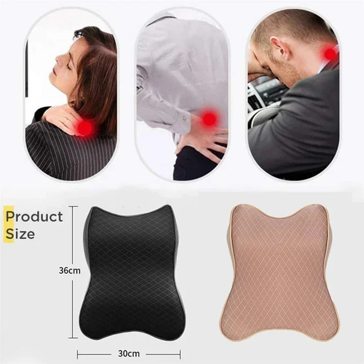 Auto accessory: ergonomic car seat headrest pillow with memory foam for effective neck pain relief & support.