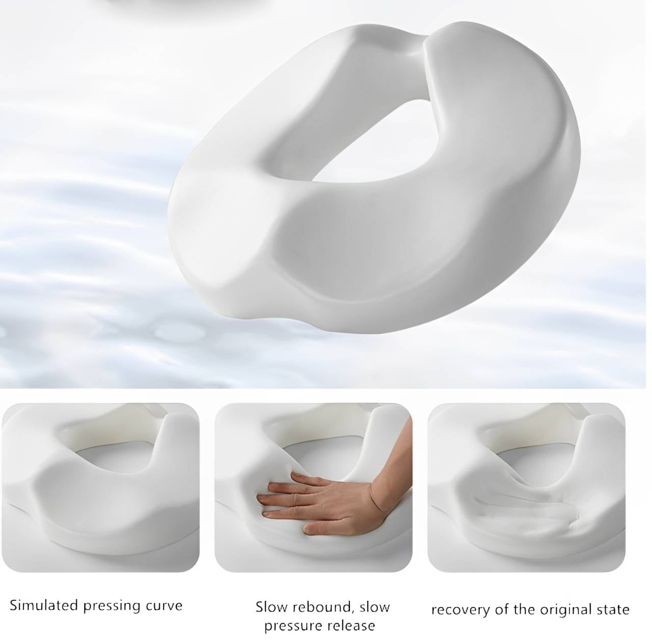Orthopedic donut pillow with memory foam for hemorrhoid & coccyx pain relief. Ergonomic seat cushion offers posture support.